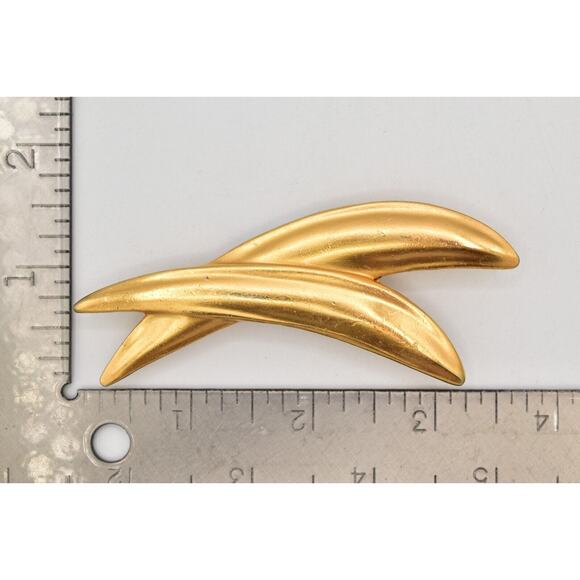 Anne Klein Vintage Ex Cross Pin Brooch Brushed Gold Heavy Chunky Unsigned BinBG - Picture 12 of 12